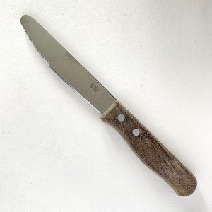 Winco KB-15W Stainless Steak Knife 5in Blade Wooden Handle 10in Total Length